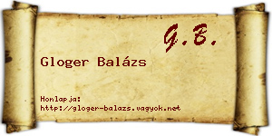Gloger Balázs névjegykártya