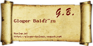 Gloger Balázs névjegykártya